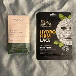 Puremi Collagen Firming Mask and hydro firm lace by nature skincare mask